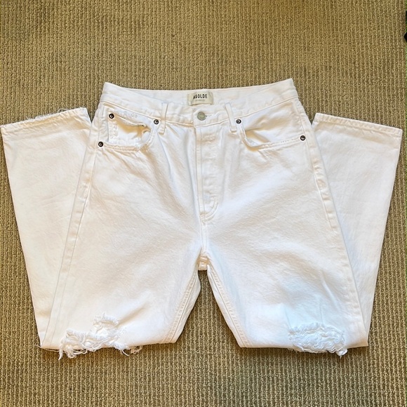 Agolde Riley HighRise Distressed Tapered Jeans white - Picture 2 of 6
